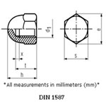 Brass Cap Nuts DIN 1587